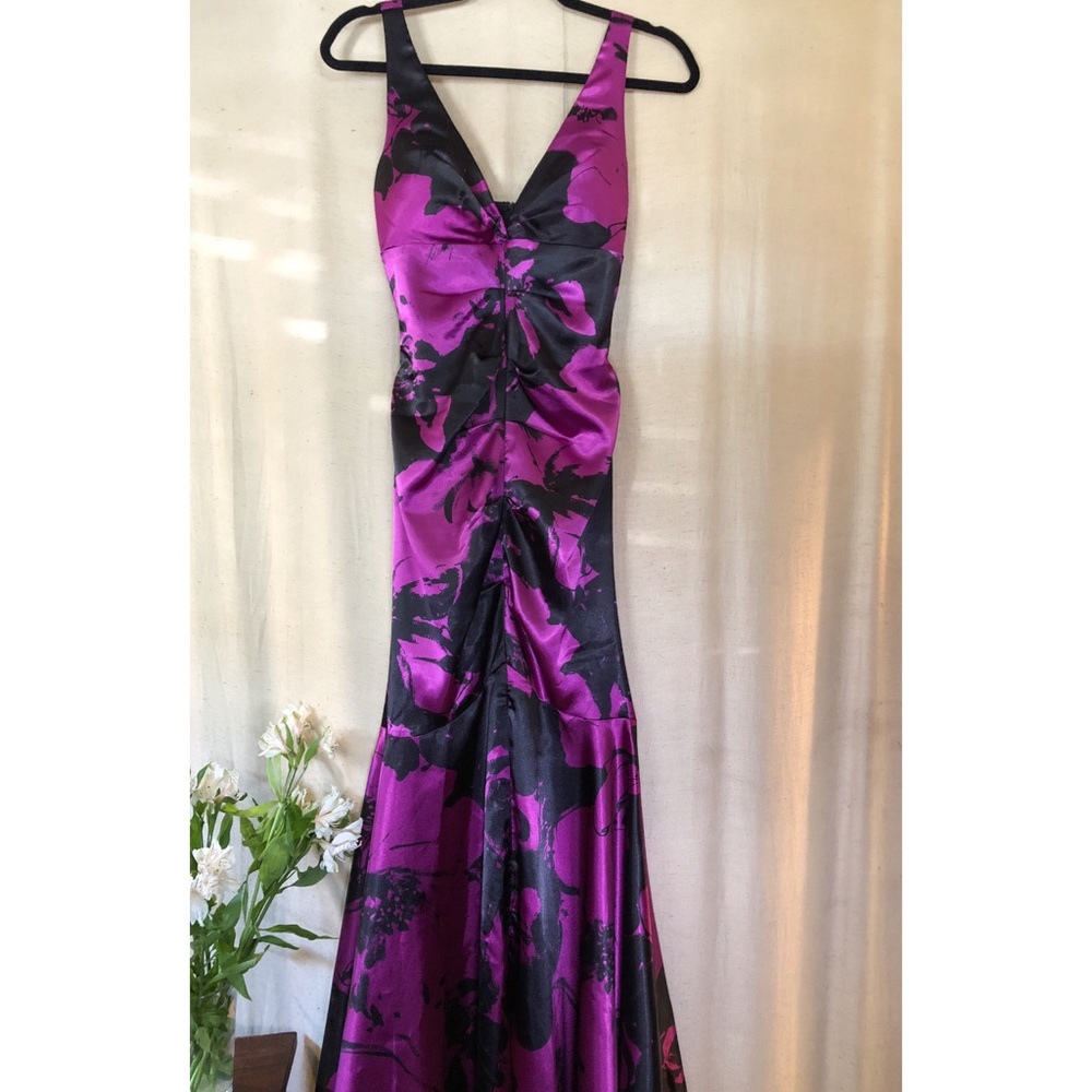 Purple Floral Print Mermaid Dress